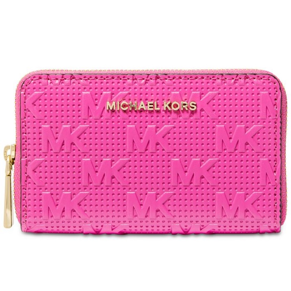 Micheal Micheal Kors Logo Jet Small Zip Around Card Case